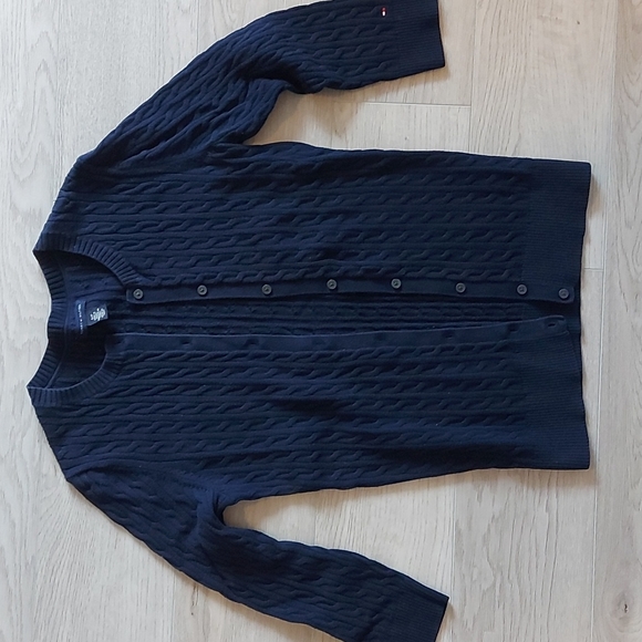 Tommy Hilfiger Navy Blue Cable Knit Cardigan - Picture 1 of 3